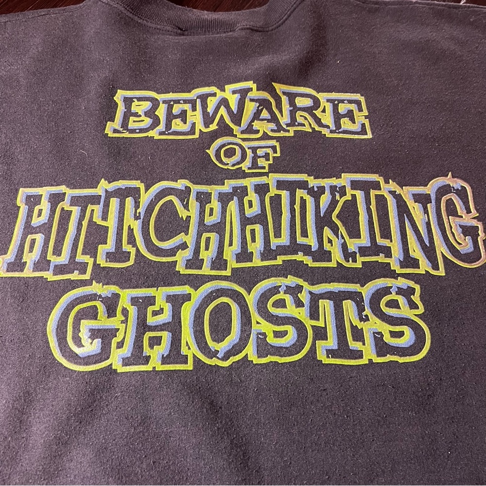 Disney Haunted Mansion Vintage RARE Crewneck Sweater - Black Large Glow in Dark - Picture 9 of 12